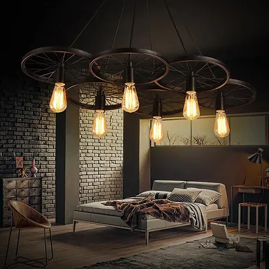 Led bike wheel ring light pendant lighting chandelier modern vintage