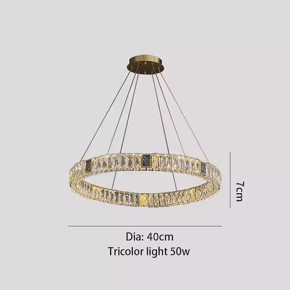 Thumbnail: Crystal Ring LED Chandelier - Gold, Tri-Color