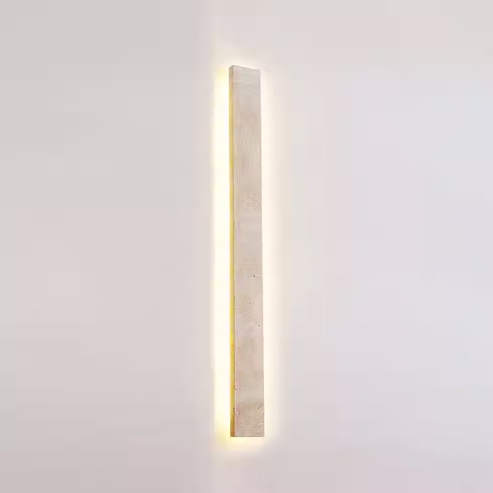 Miniatura: Travertine Slab Wall Light – Backlit Stone Plank Halo Warm LED Strip