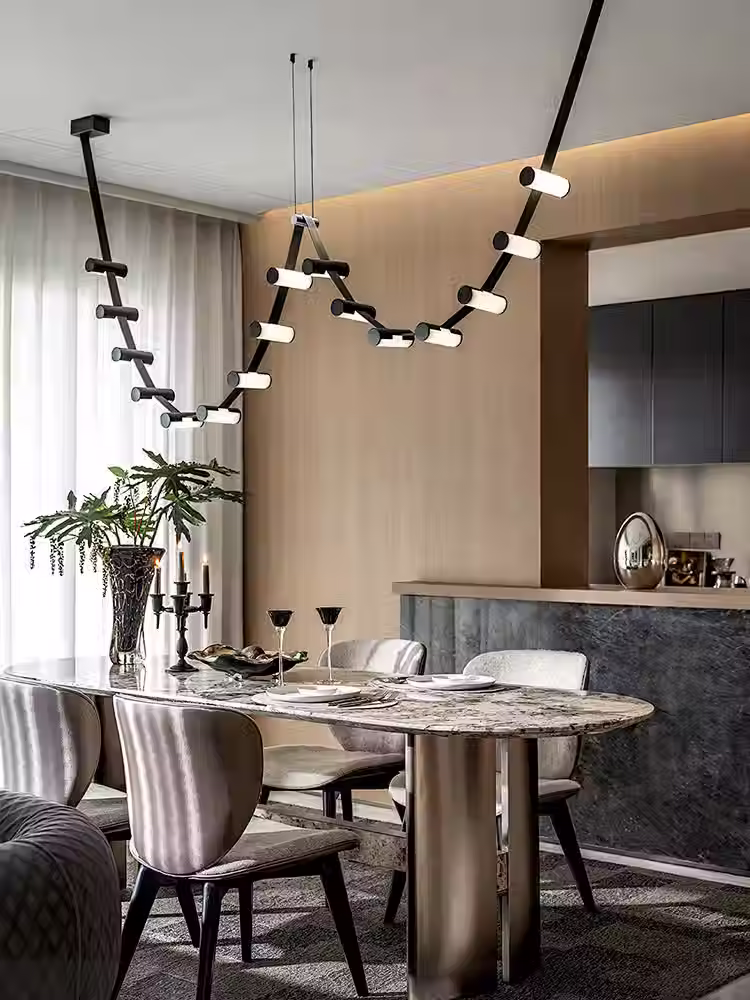 الصورة المصغرة: Masolight Leather Belt LED Pendant Light | Linear Chandelier