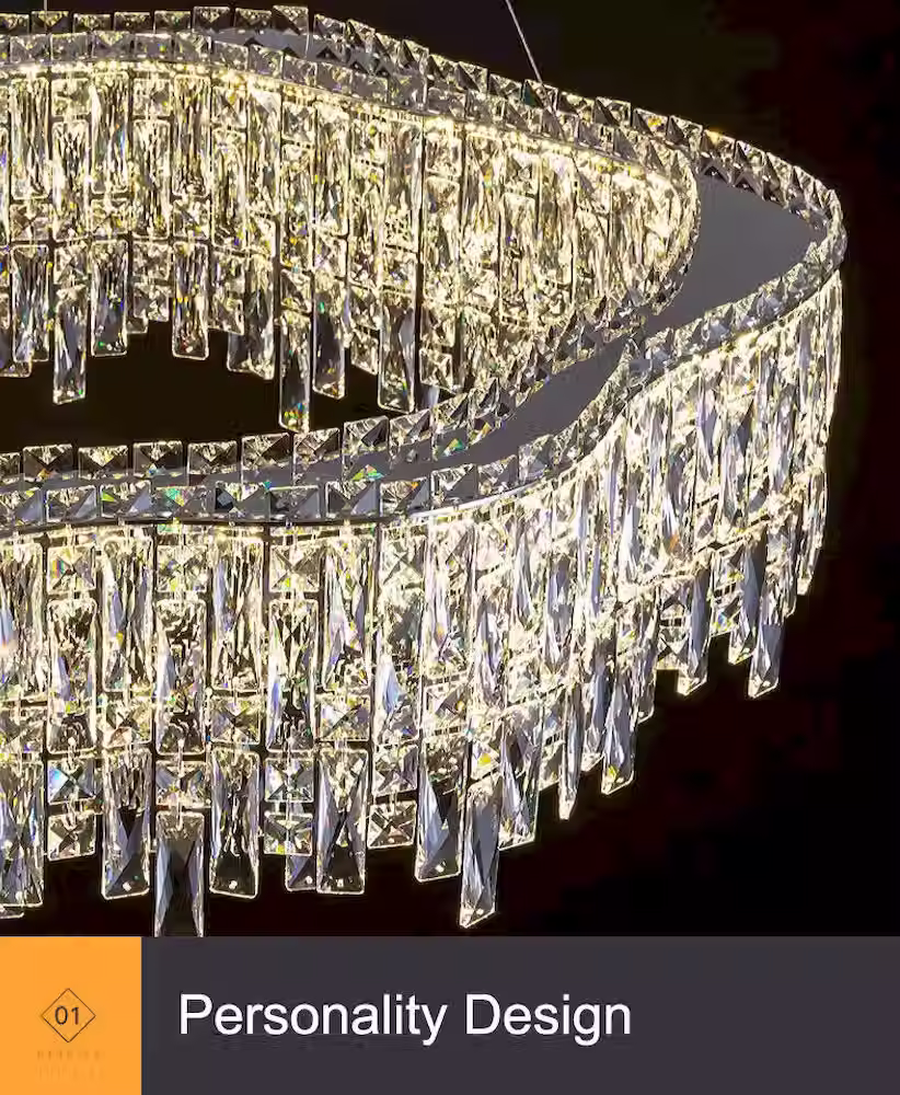 Thumbnail: Twisted Crystal-Prism Drum LED Chandelier - Chrome, Tri-Color