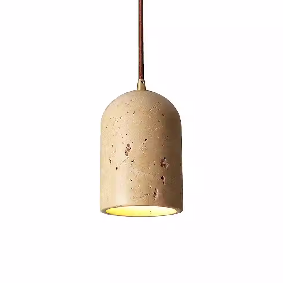 Travertine Capsule Pendant – Domed Cylinder E27_1
