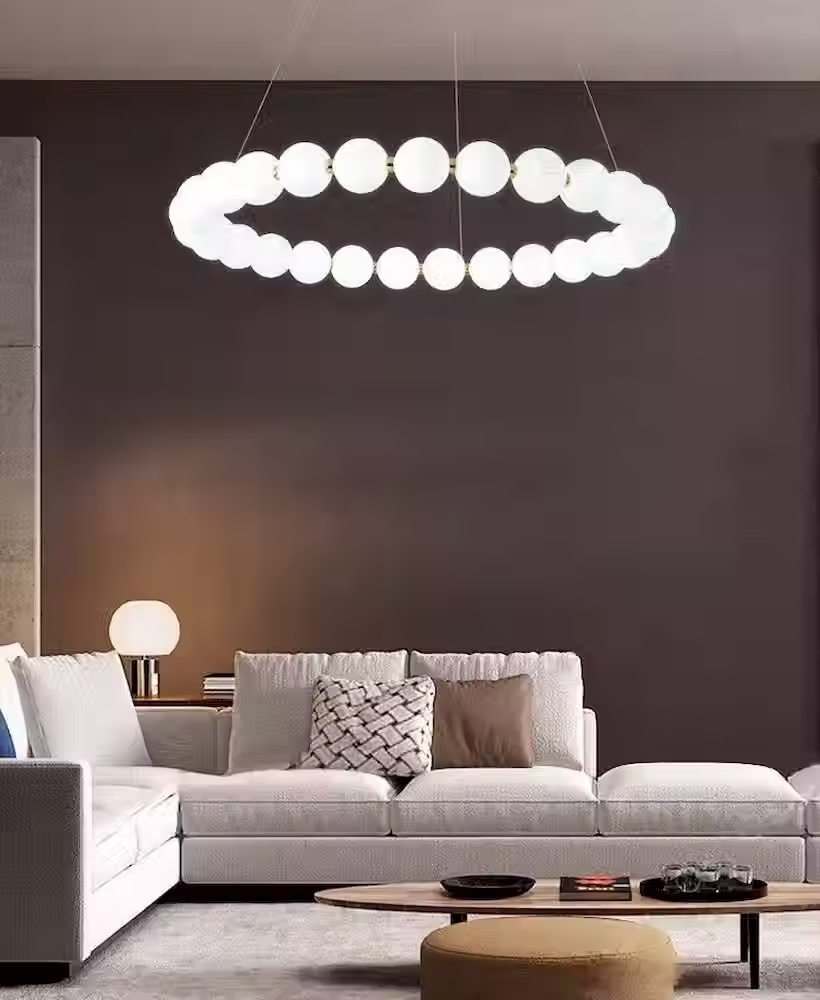 Miniaturbild: Beaded Ring LED Chandelier - 60/80cm or 2-Tier 60+80cm Brass