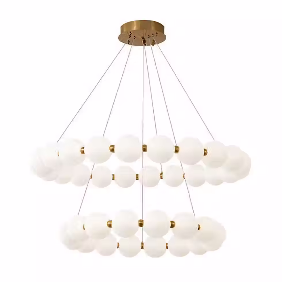 Beaded Ring LED Chandelier - 60/80cm or 2-Tier 60+80cm Brass