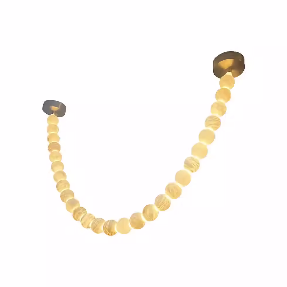 Alabaster Bead Garland Pendant – Draped Swag Strand Stairwell Light
