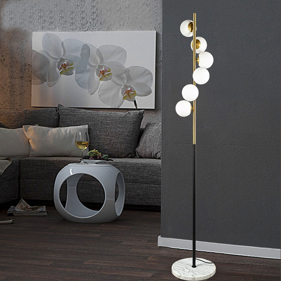 Thumbnail: Modern 6-Light Globe Floor Lamp with Antique Bronze and Two-Tone Pole Application