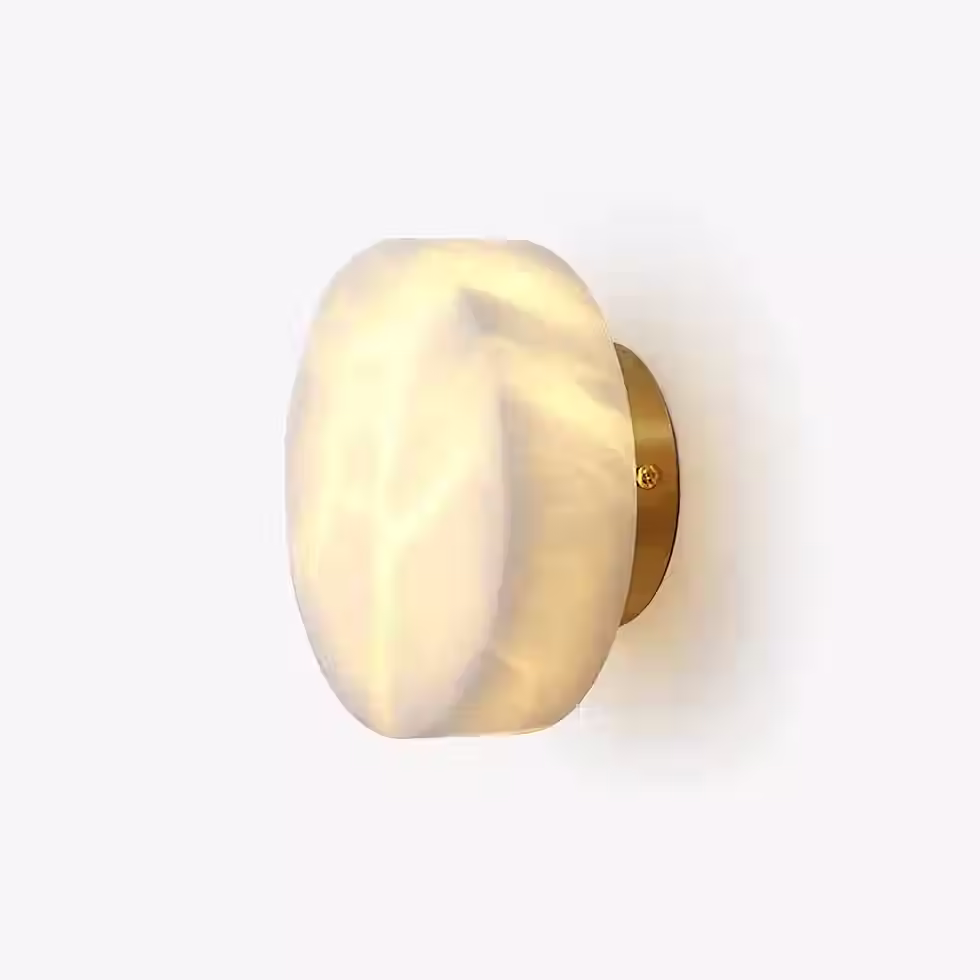 Ciottolo Round Alabaster Puck Wall Light – Integrated LED Glow