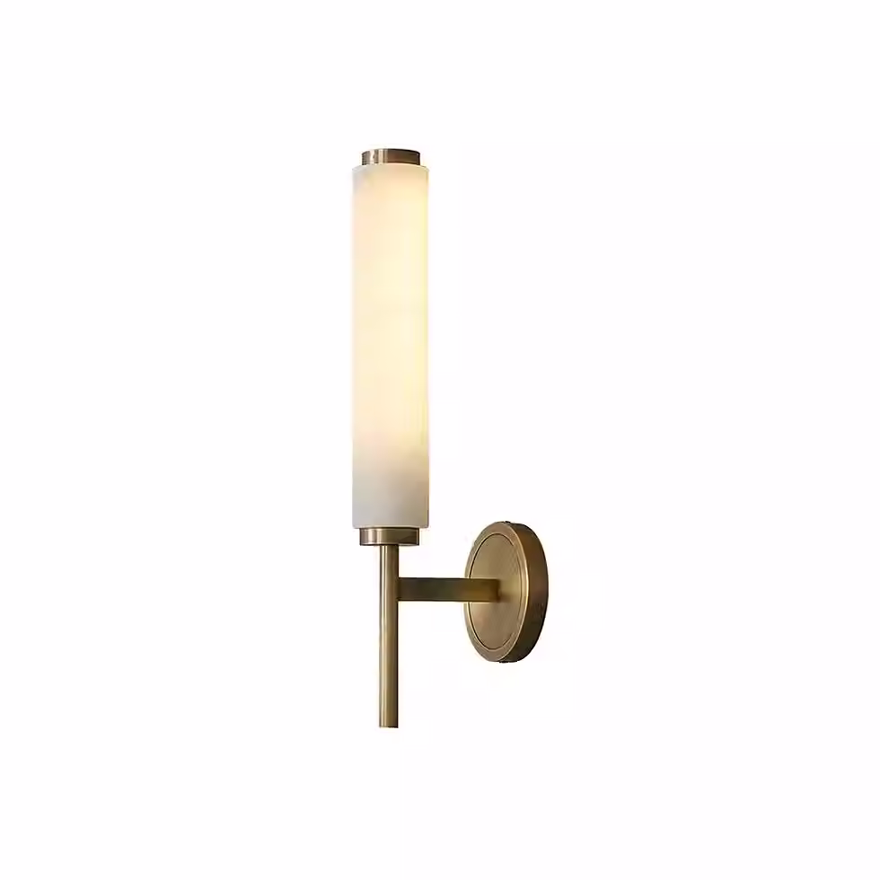 Torcia Alabaster Cylinder Wall Sconce – E14 Brass Torch Light