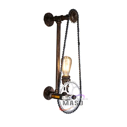 Vintage bicycle with gear cycle lights led wall lamp fixture