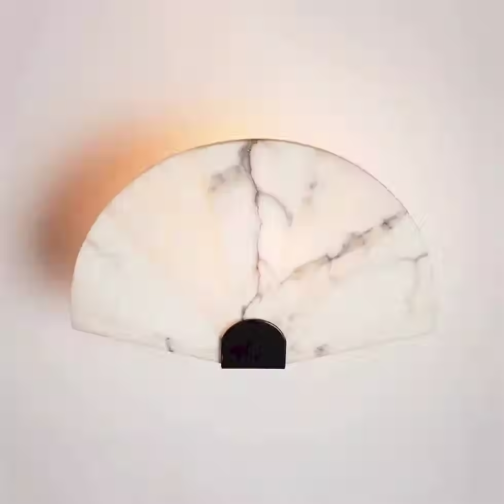 الصورة المصغرة: Ventaglio Alabaster Fan Wall Sconce – E27 Half-Moon Panel Light