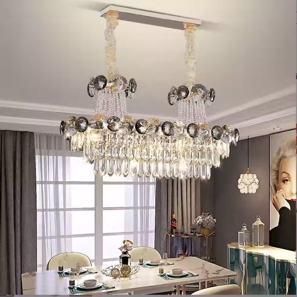 Thumbnail: Empire Tiered Crystal & Cognac-Ball Chandelier - Gold, Round & Linear