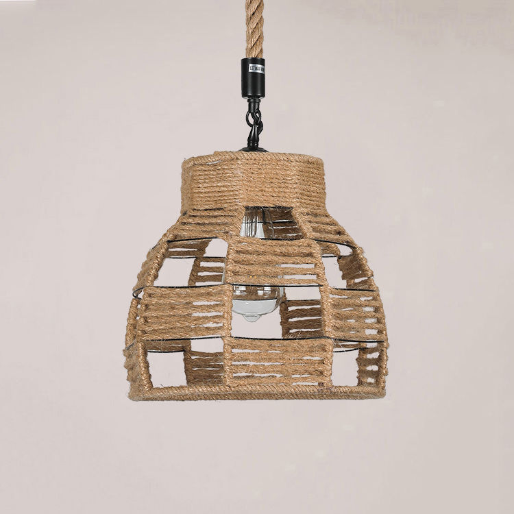Thumbnail: Vintage bar decor hemp rope design pendant light fixture 2
