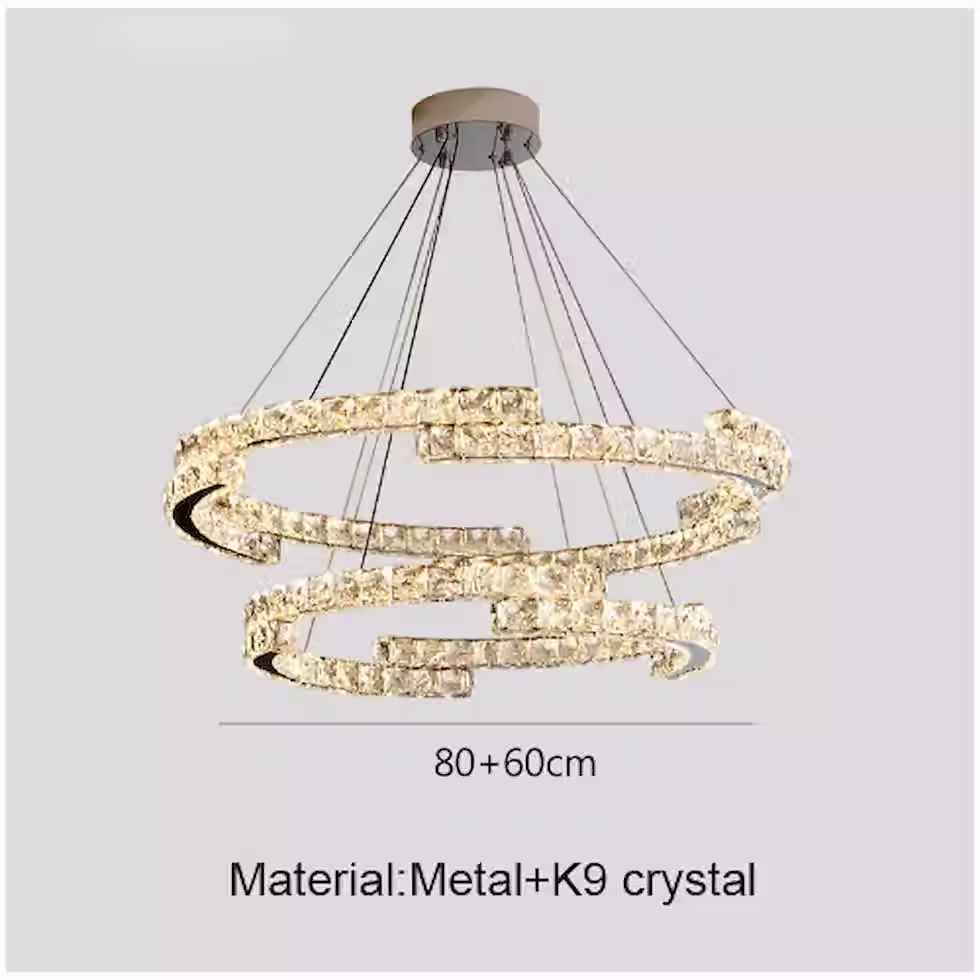 Thumbnail: Crystal-Encrusted Orbital Ring LED Chandelier - Chrome, 1 to 3 Rings
