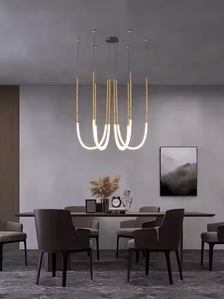 Miniaturbild: Bamboo-Joint Catenary LED Pendant – Black, 1/3/6-Arm 7