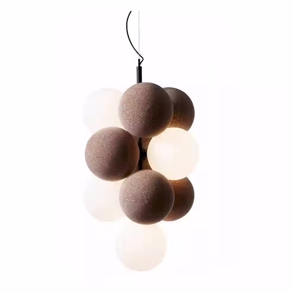 Cotton-Texture Cluster Pendant - Brown & White Spheres