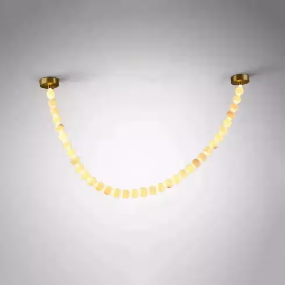 Thumbnail: Alabaster Bead Garland Pendant – Draped Swag Strand Stairwell Light