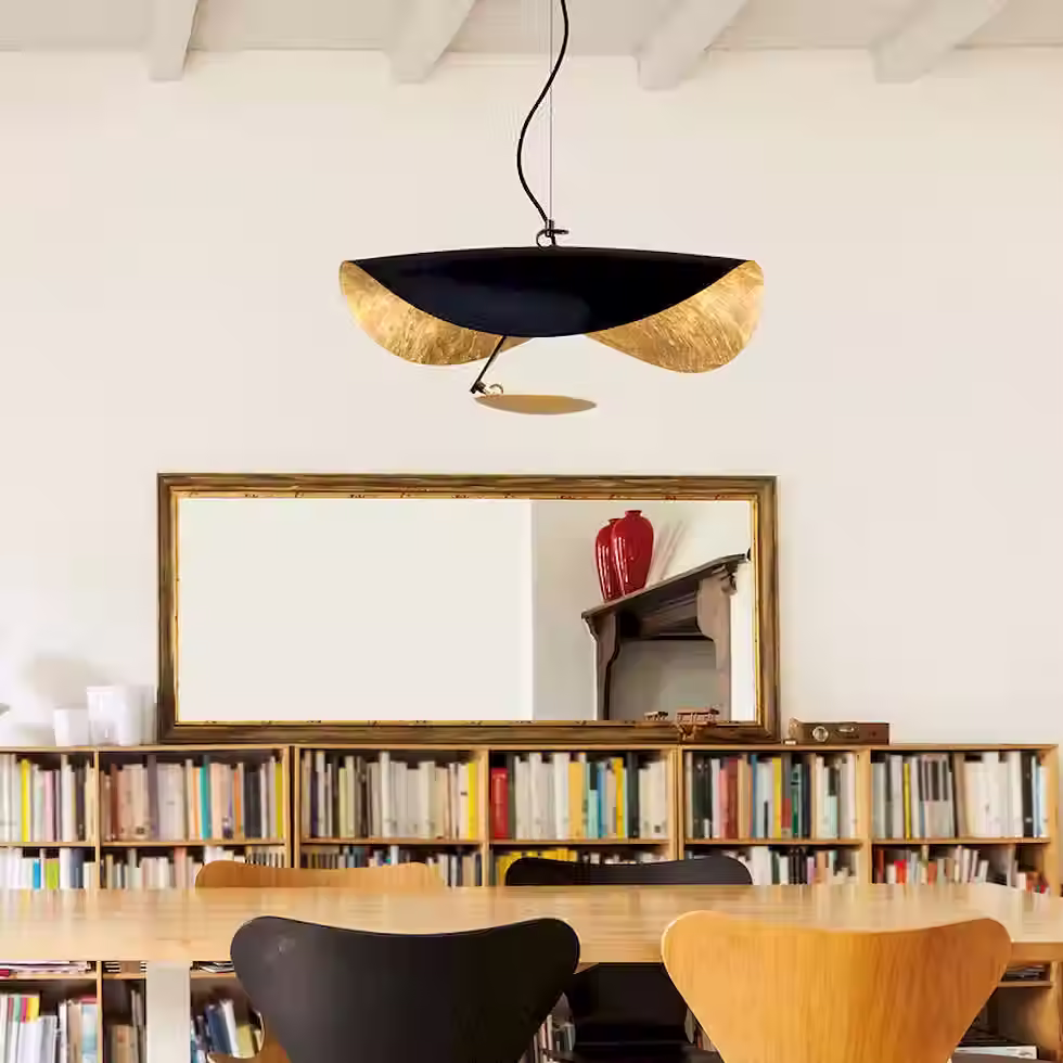 Miniatura: Post-Modern Black & Gold Curved Saucer LED Pendant Light Ø60cm