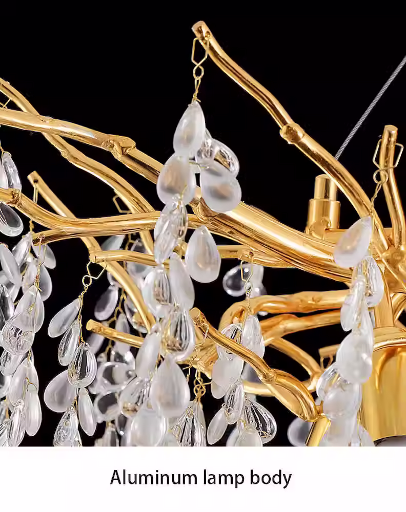 Miniatura: Gold Branch Wisteria Crystal-Bud Linear Chandelier - G9 Bulbs