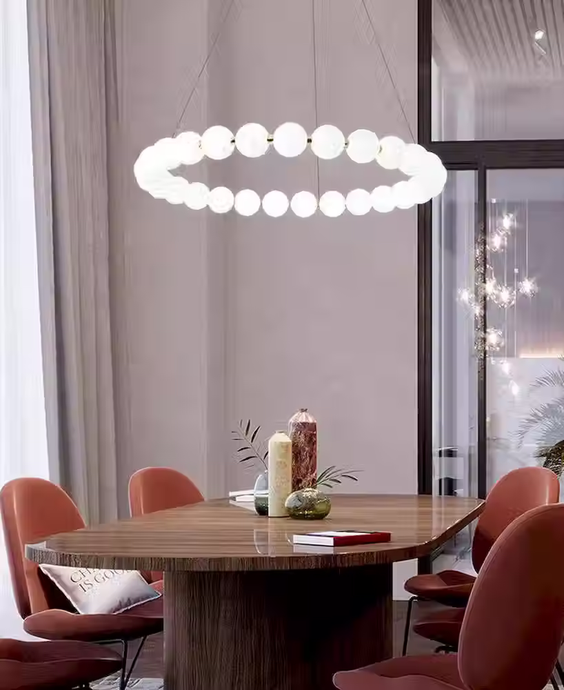 Miniaturbild: Beaded Ring LED Chandelier - 60/80cm or 2-Tier 60+80cm Brass