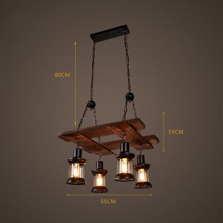 Thumbnail: Pendant lights hanging chain ceiling lamp wooden restaurant lamp