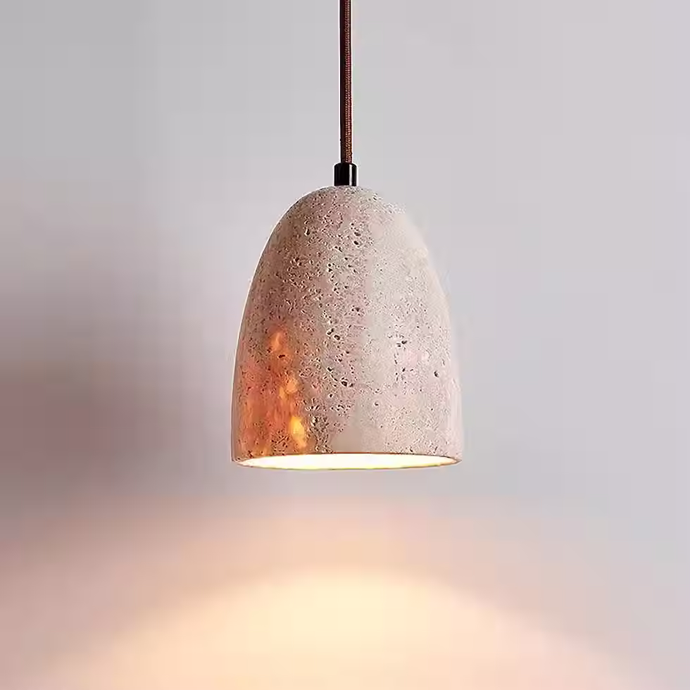 Miniatura: Travertine Egg Shade Pendant Lamp – E27 Natural Stone D12cm_3