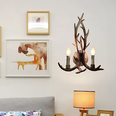 Vintage art deco wall resin lamp led lights wall antler lamp