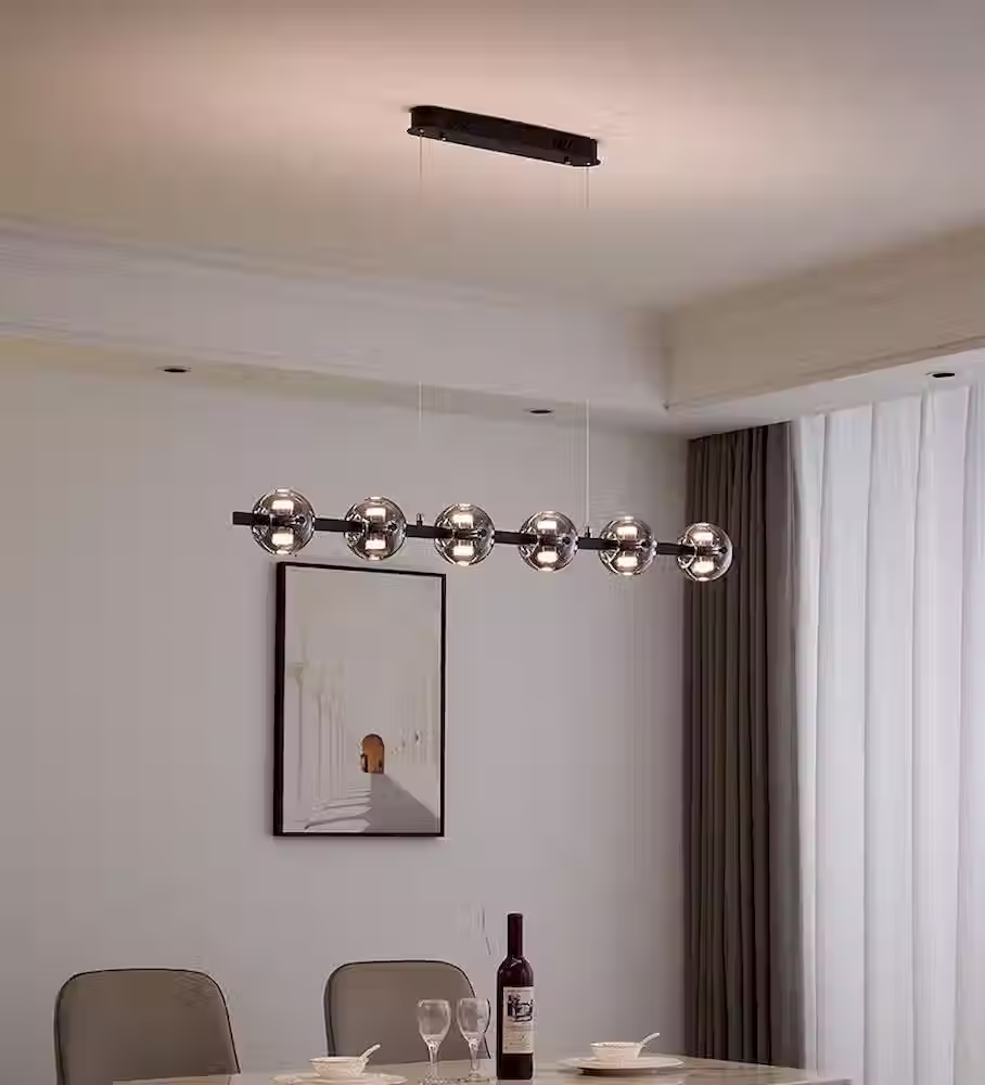 Miniatura: Linear Bar Pendant - PVD Smoke Chrome Glass Balls Tri-Color LED