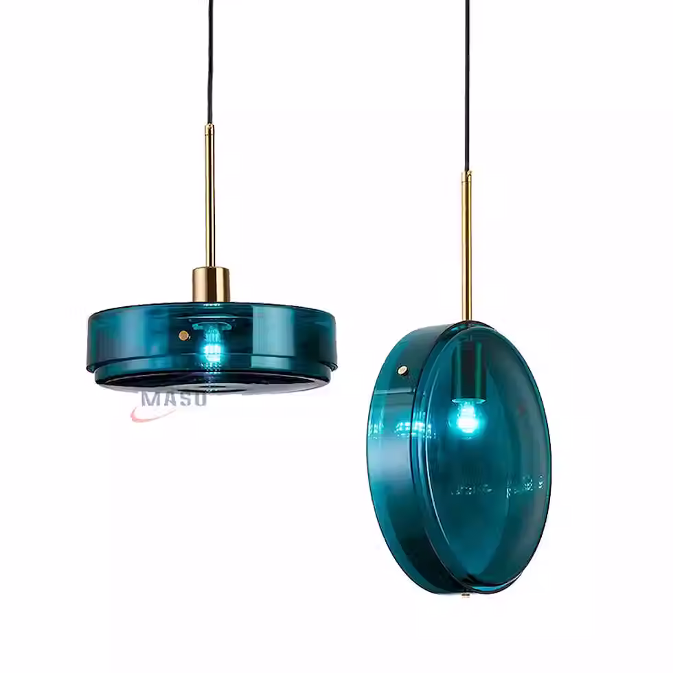 Disc Tinted Glass Pendant – Deep Blue Ø28cm, Vertical/Horizontal, E27_1