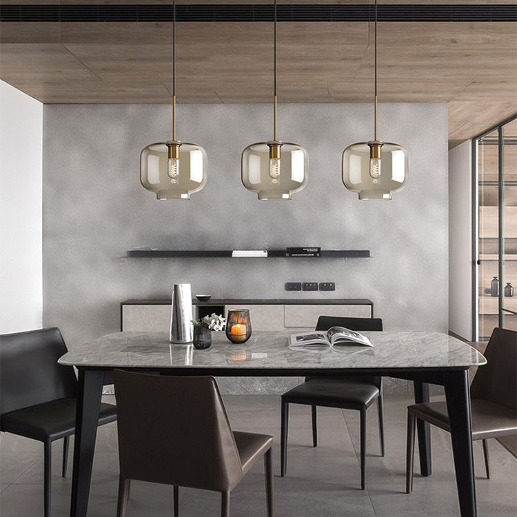 Thumbnail: Home decor cognac color glass art design hanging lighting
