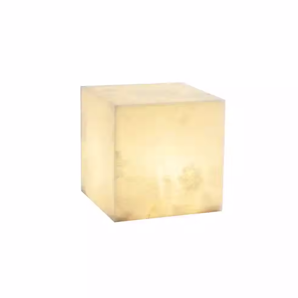 Alabaster Cube Table Lamp – White Integrated LED Block 20cm or 30cm