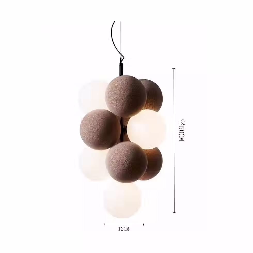 Miniatura: Cotton-Texture Cluster Pendant - Brown & White Spheres