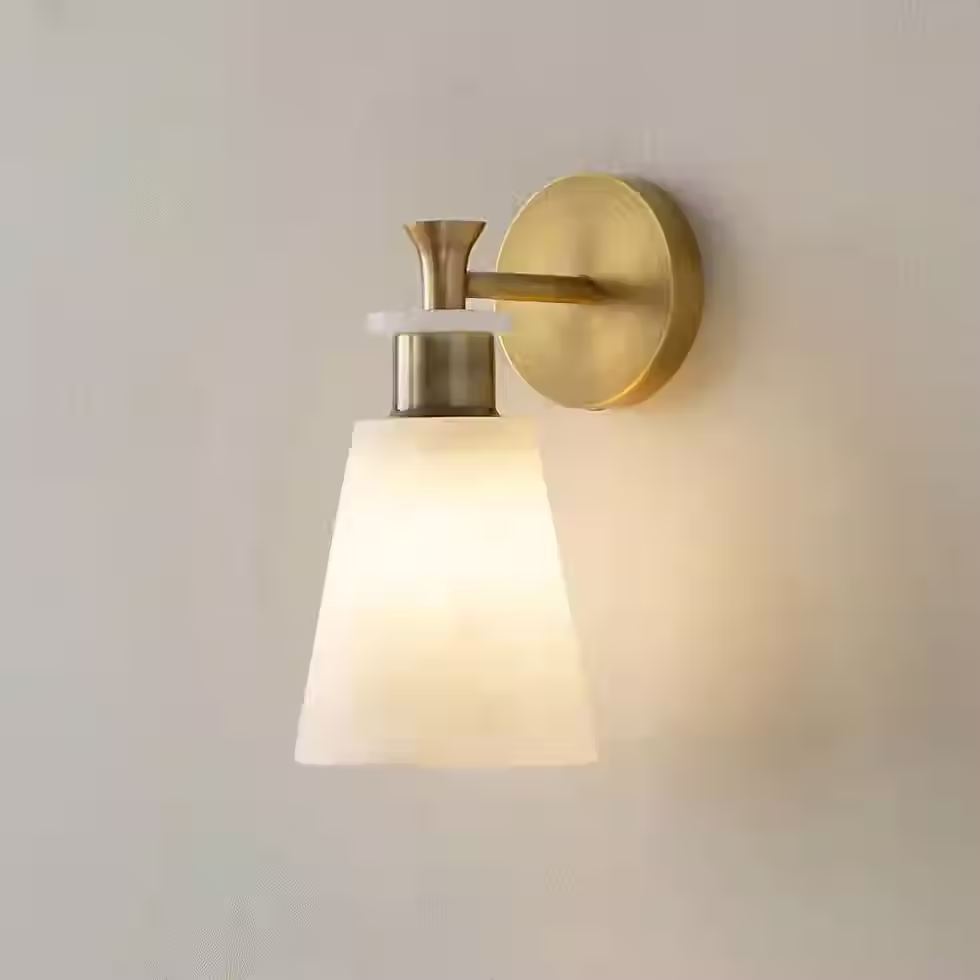 Thumbnail: Cleo Alabaster Cone Shade Wall Sconce – Brass Arm G9_5