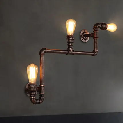 Industrial Lighting Iron Water Pipe Sconce Wall Light