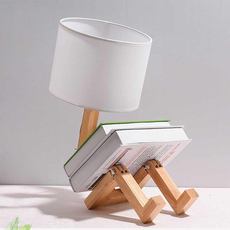 الصورة المصغرة: Humanoid design bedroom night light wood table reading lamp 4