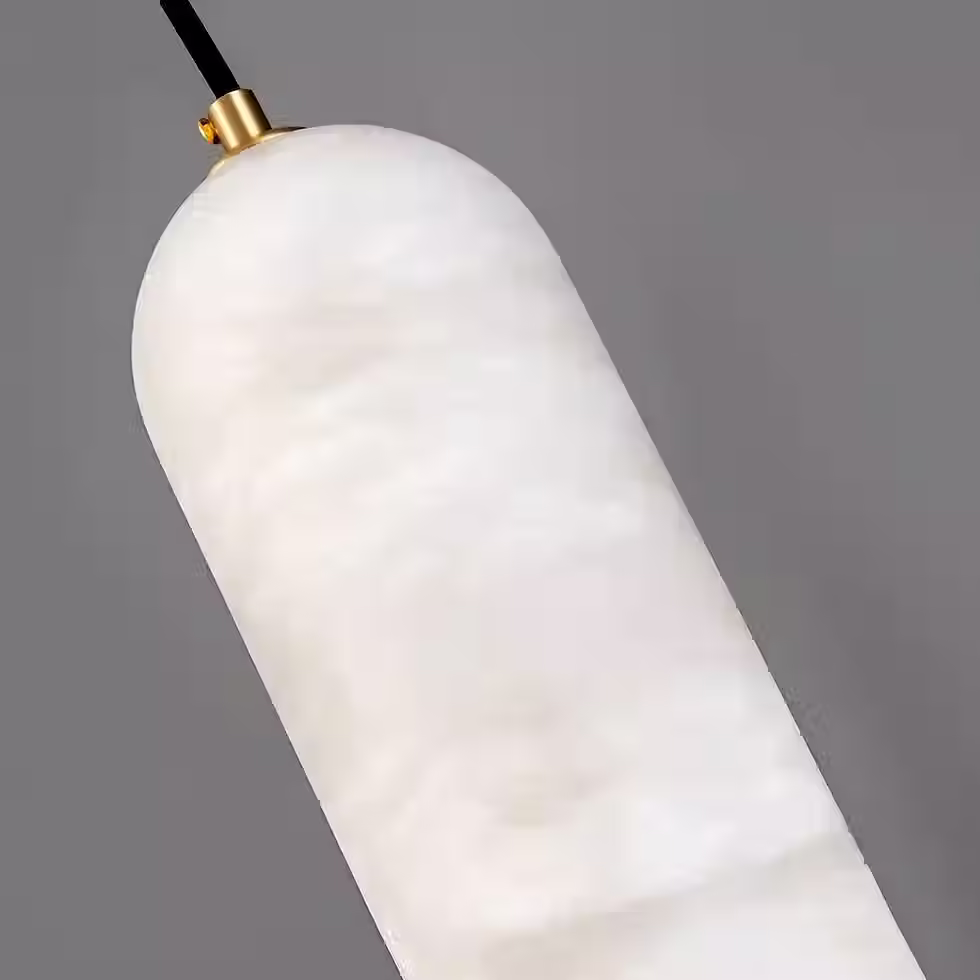 الصورة المصغرة: Pendola Alabaster Drop Wall Sconce – E14 Brass Cord Tube Shade
