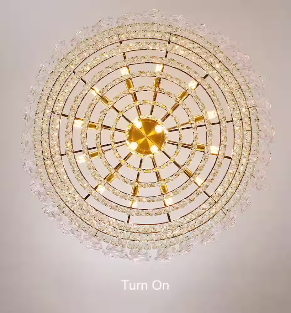 Thumbnail: Crystal Rose Tiered Chandelier - Gold, E14