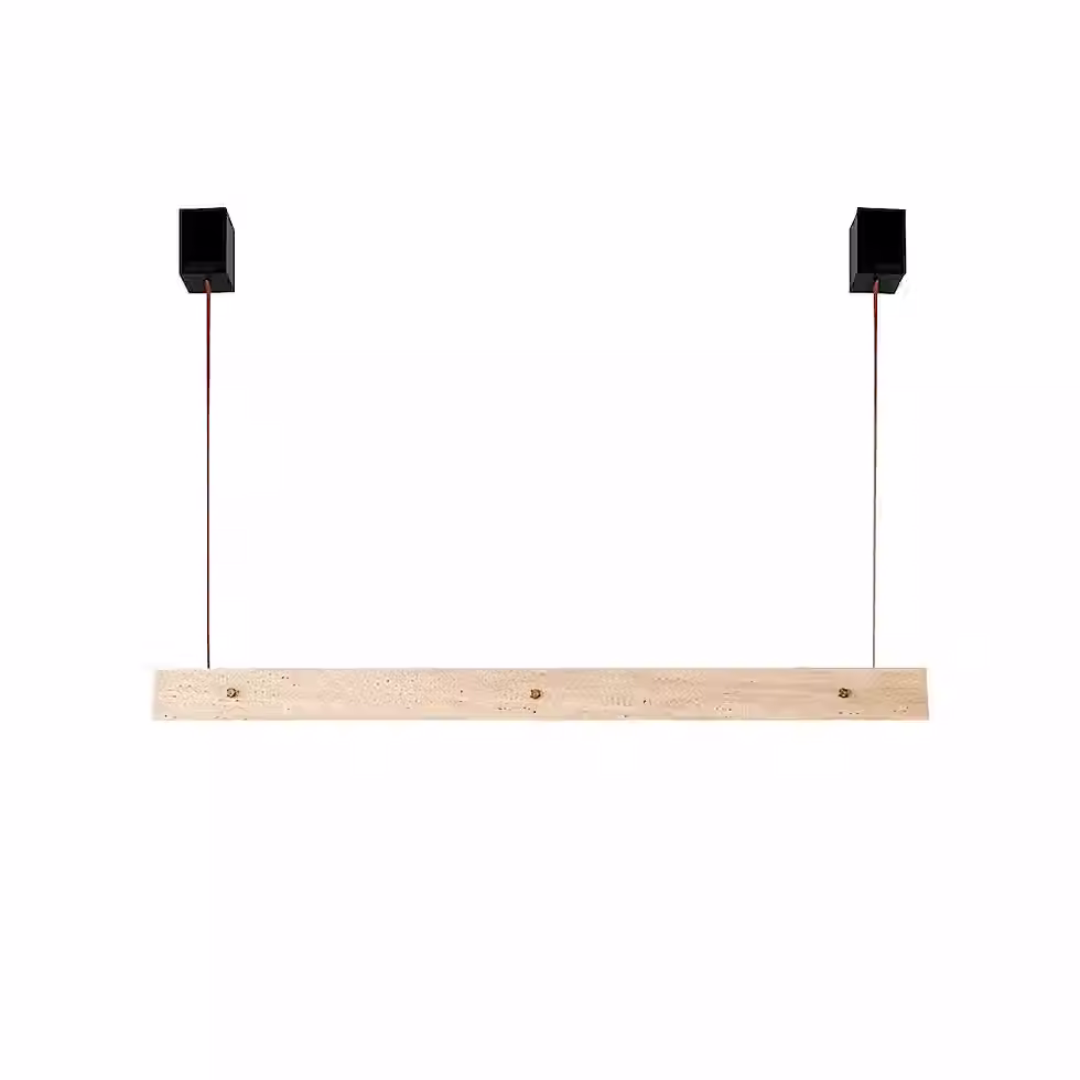 Travertine Linear Bar Pendant – L120cm Beam with Leather Cords_1
