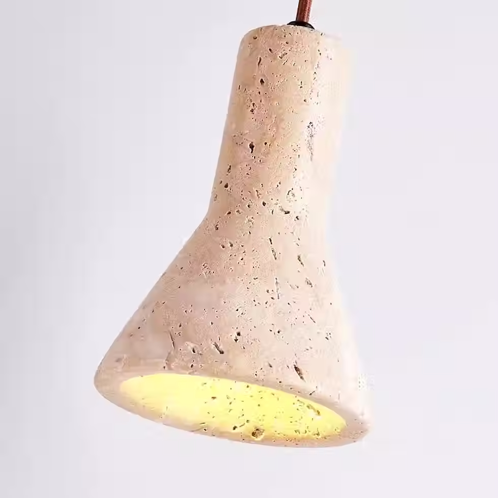 Thumbnail: Travertine Carafe Cone Pendant – All-Stone Funnel Shade E27_3