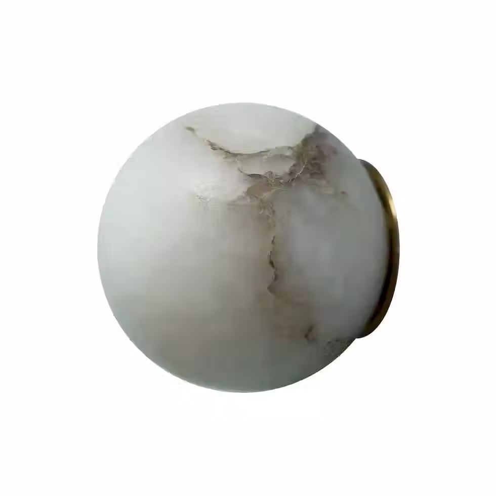Miniaturbild: Globo Alabaster Moon Wall Sconce – G9 Brass Round Backplate Light