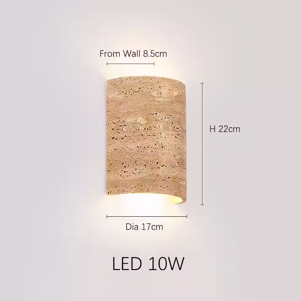 الصورة المصغرة: Travertine Cylinder Up-Down LED Wall Sconce – 10W Built-in Light 3