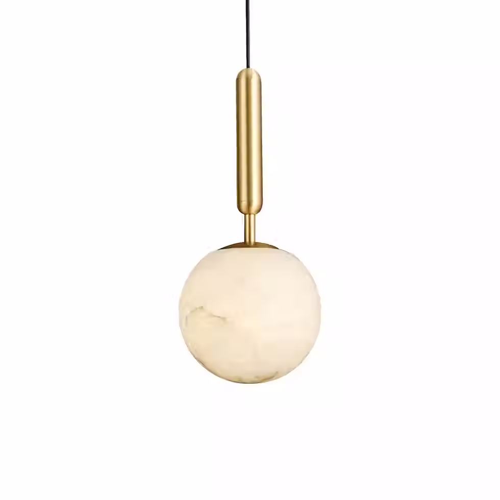 Bosso Alabaster Globe Pendant Lamp – Brass Rod G9_1