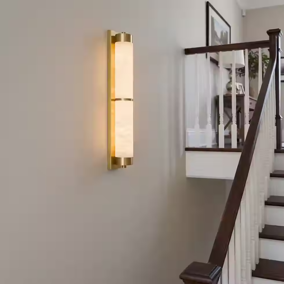 Colonna Slim Alabaster Tube Wall Light – Integrated LED Rail Glow