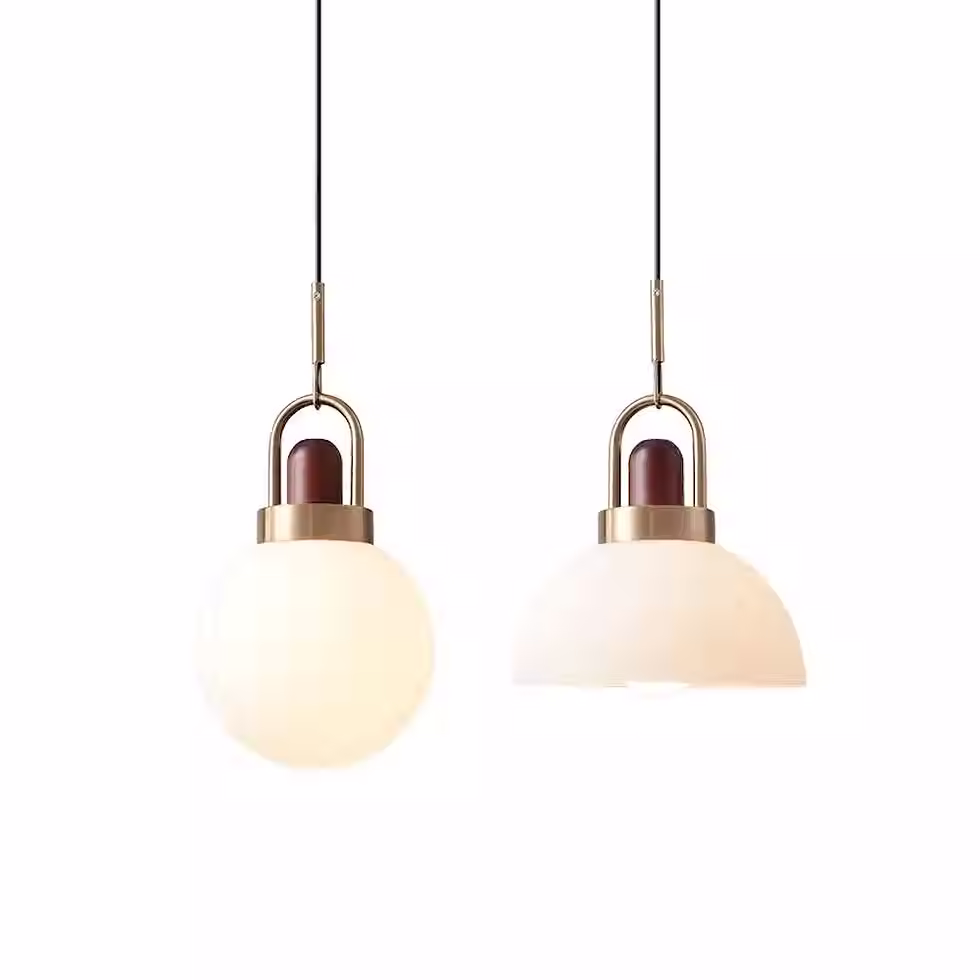 Opal Glass Pendant with Brass Arch – Dome/Sphere Ø25/30cm, E27_1