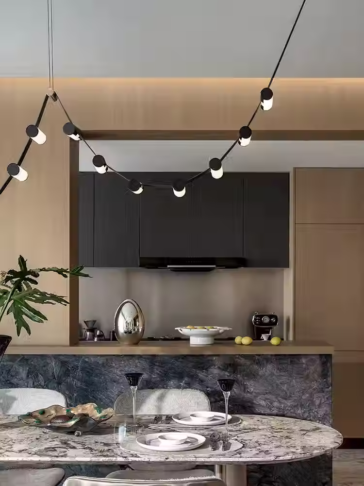 الصورة المصغرة: Masolight Leather Belt Zigzag Pendant Light  Linear Chandelier