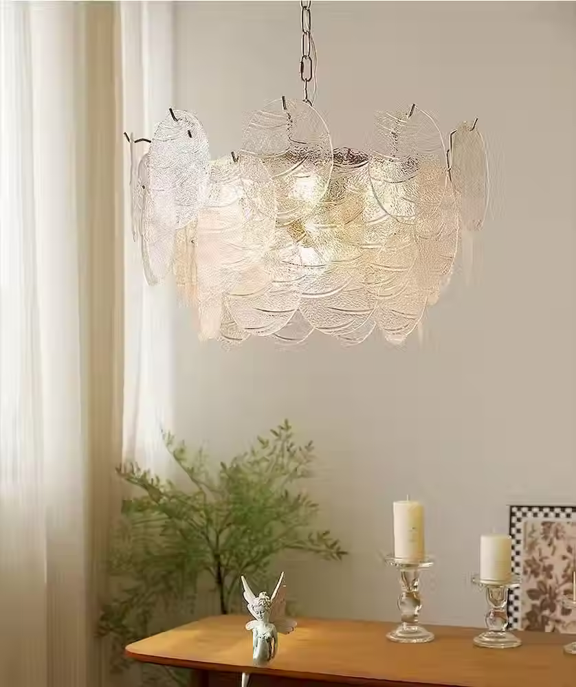 Thumbnail: Frosted Glass Leaf Plate Tiered Chandelier - Gold E14, Dia 40-80cm