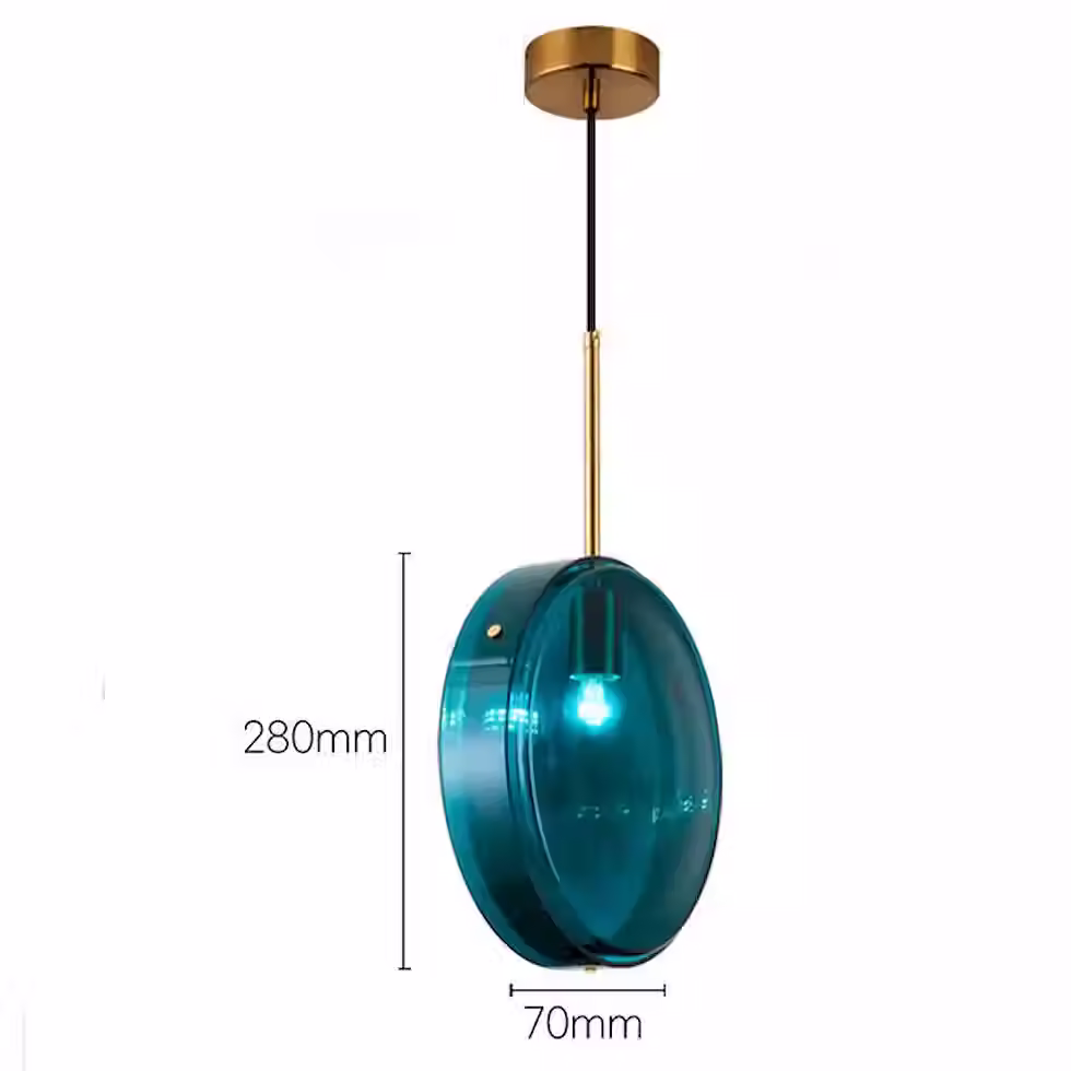 Miniatura: Disc Tinted Glass Pendant – Deep Blue Ø28cm, Vertical/Horizontal, E27_5