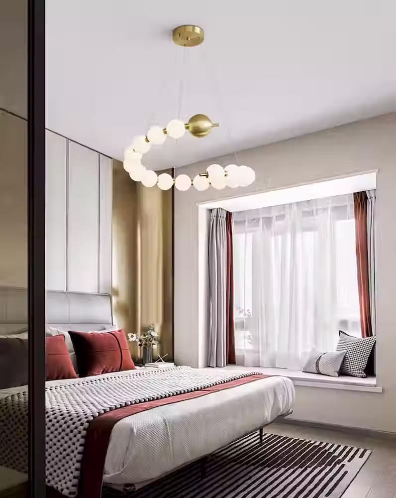 Miniature : Beaded Ring LED Chandelier - 800mm 24-Bead Brass + Acrylic