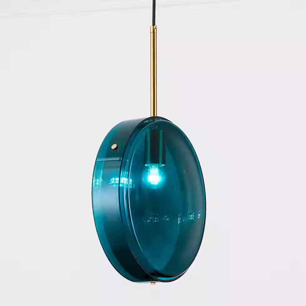 Miniatura: Disc Tinted Glass Pendant – Deep Blue Ø28cm, Vertical/Horizontal, E27_12