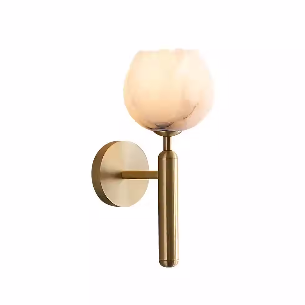 Fiore Alabaster Petal Wall Sconce – E14 Tulip Shade Brass Stem