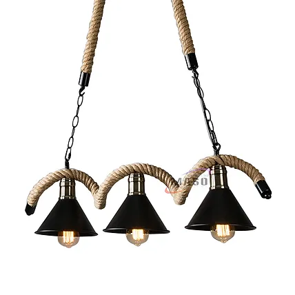 Antique hemp rope pendant light fixtures China light lamp